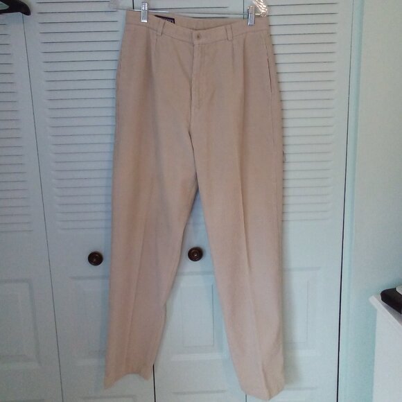 LANDS' END 12 REG WIDE WALE COTTON CORDUROY PANTS BELT LOOPS POCKETS TAPERED LEG - Picture 1 of 3